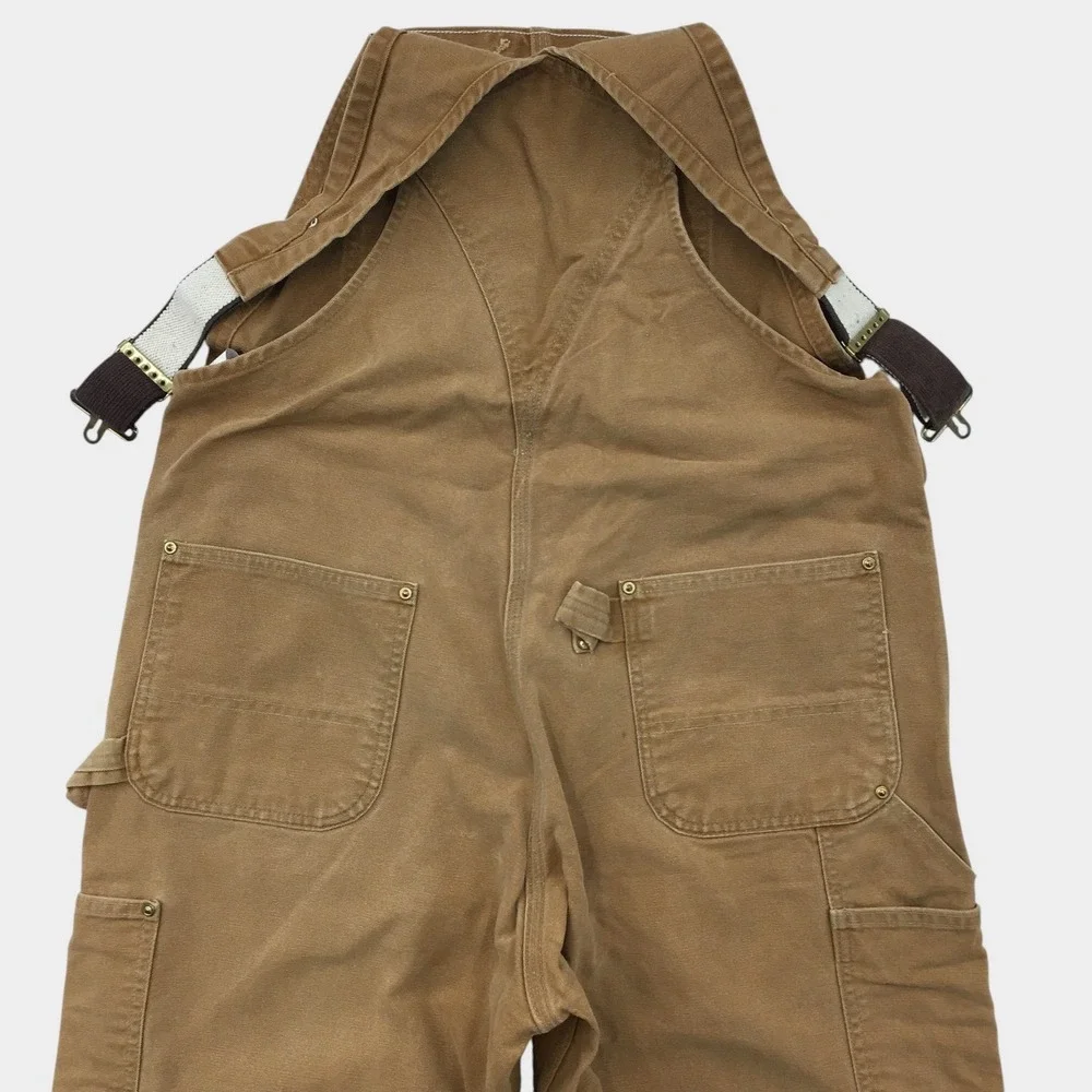 Carhartt Duck Bib Overalls Mens 38x30 Brown Cotton Canvas Double Knee Workwear